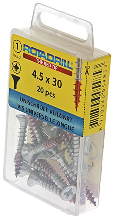 Rotadrill 1039781 - Universalschraube VK PZD VZ 4,5x30mm (20) | 6 Stück