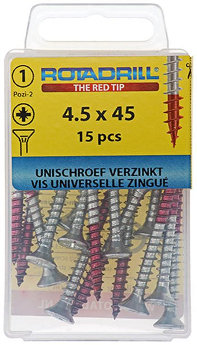 Rotadrill 1039782 - Universalschraube VK PZD VZ 4,5x45mm (15) | 6 Stück