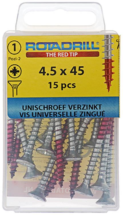 Rotadrill 1039782 - Universalschraube VK PZD VZ 4,5x45mm (15) | 6 Stück