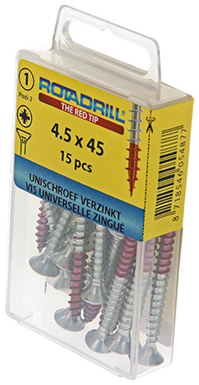 Rotadrill 1039782 - Universalschraube VK PZD VZ 4,5x45mm (15) | 6 Stück
