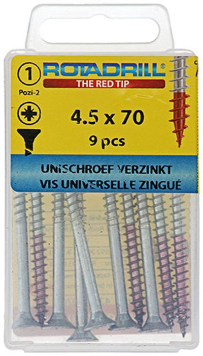 Rotadrill 1039784 - Universalschraube VK PZD VZ 4,5x70mm (9) | 6 Stück