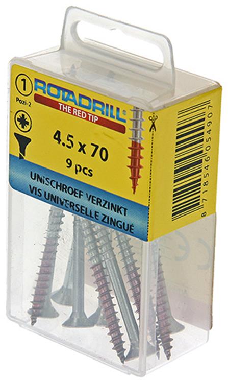 Rotadrill 1039784 - Universalschraube VK PZD VZ 4,5x70mm (9) | 6 Stück