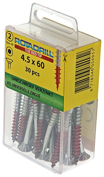 Rotadrill 1039945 - Universalschraube vktx vz 4,5x60mm (30) | 6 Stück