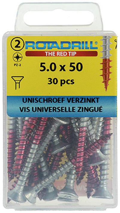 Rotadrill 1039809 - Universalschraube VK PZD VZ 5,0x50mm (30) | 6 Stück