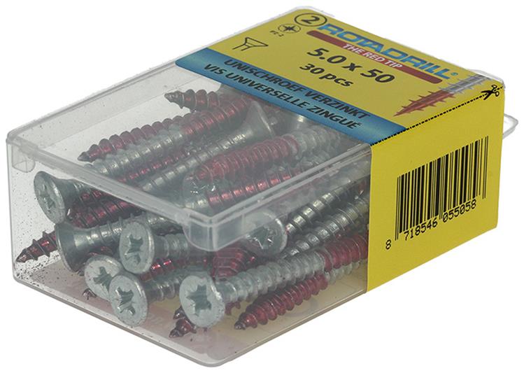 Rotadrill 1039809 - Universalschraube VK PZD VZ 5,0x50mm (30) | 6 Stück