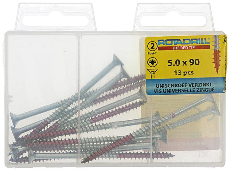 Rotadrill 1039821 - Universalschraube VK PZD VZ 5,0x90mm (13) | 6 Stück