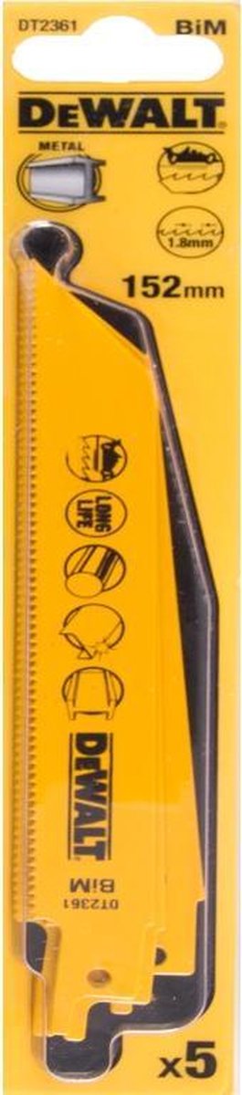 Dewalt dt2361-qz – Sägeblatt für Säbelsäge – 152 mm – Bimetall – schnelles Metallschneiden