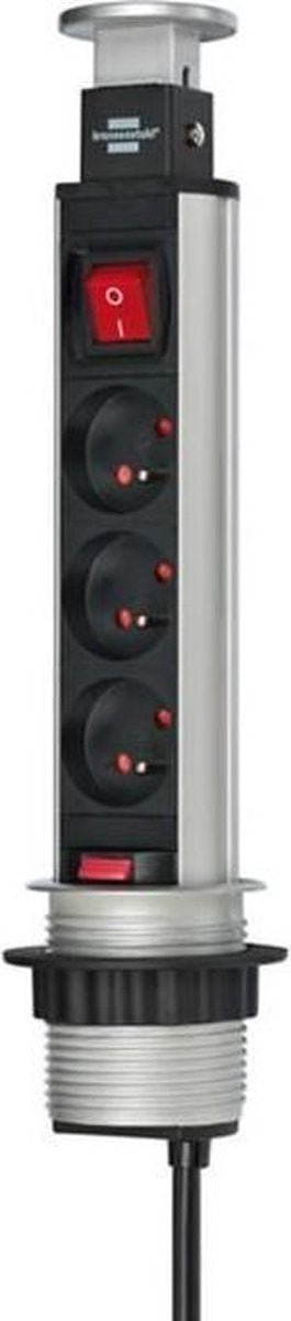 Brennerstuhl Turmsteckdose 3-fach 2m h05vv-f 3g1,5 mit Schalter *be fr*