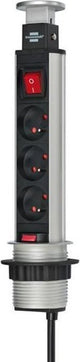 Brennerstuhl Turmsteckdose 3-fach 2m h05vv-f 3g1,5 mit Schalter *be fr*
