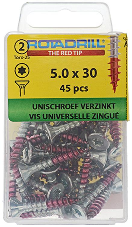 Rotadrill 1039947 - Universalschraube vktx vz 5,0x30mm (45) | 6 Stück