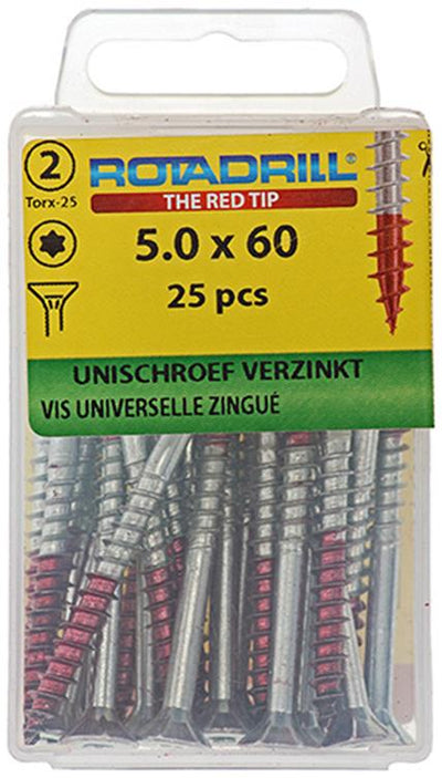 Rotadrill 1039950 - Universalschraube vktx vz 5,0x60mm (25) | 6 Stück