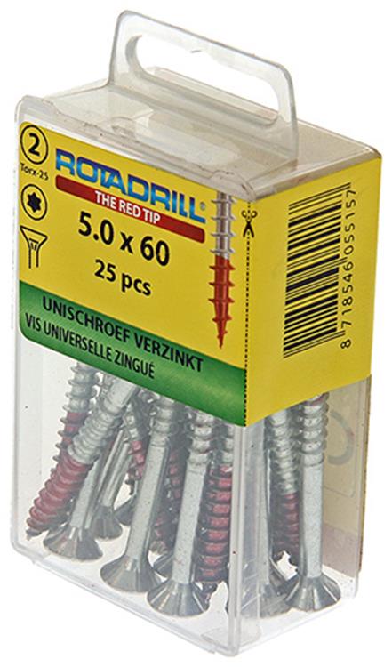 Rotadrill 1039950 - Universalschraube vktx vz 5,0x60mm (25) | 6 Stück