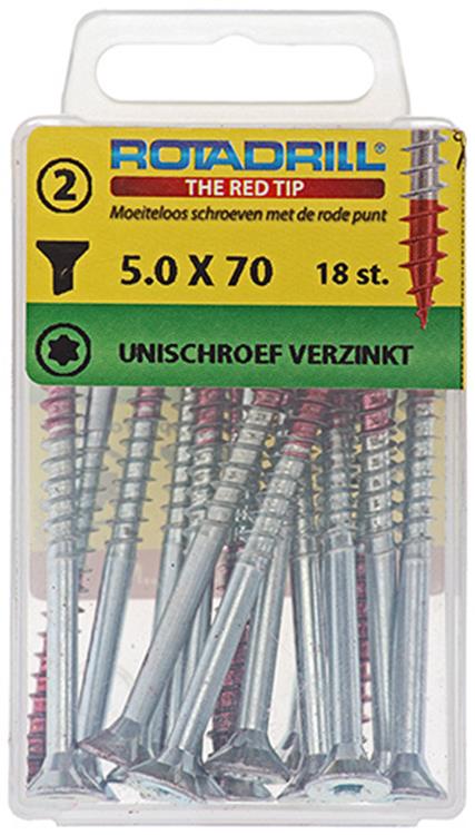 Rotadrill 1039951 - Universalschraube vktx vz 5,0x70mm (18) | 6 Stück