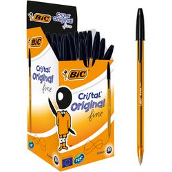 Kugelschreiber Bic Cristal Fine 0,3–0,5 mm, schwarze, luftdurchlässige Kappe