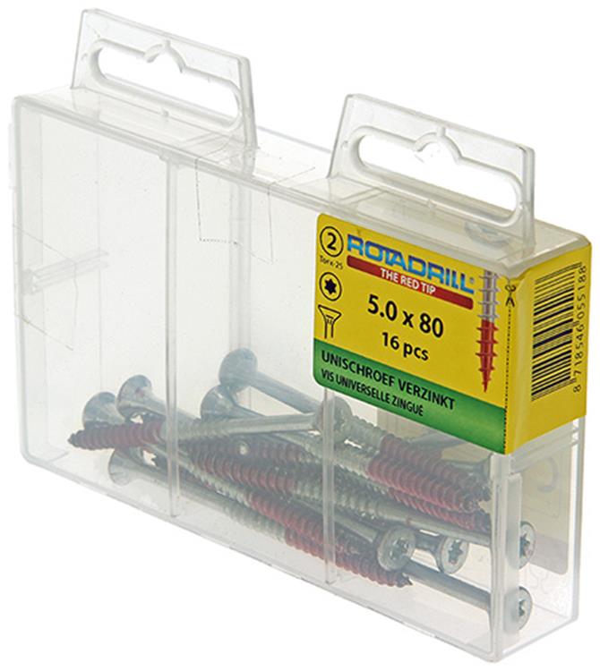 Rotadrill 1039952 - Universalschraube vktx vz 5,0x80mm (16) | 6 Stück