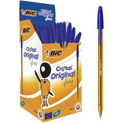Kugelschreiber Bic Cristal Fine 0,3–0,5 mm, blaue, luftdurchlässige Kappe