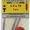 Rotadrill 1039863 – Universalschraube VK PZD Edelstahl-A2 5,0 x 70 mm (3) | 6 Stück