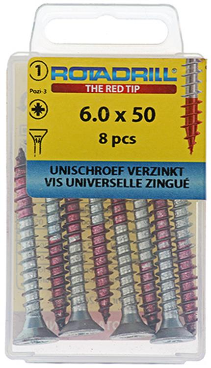 Rotadrill 1039786 - Universalschraube VK PZD VZ 6,0x50mm (8) | 6 Stück