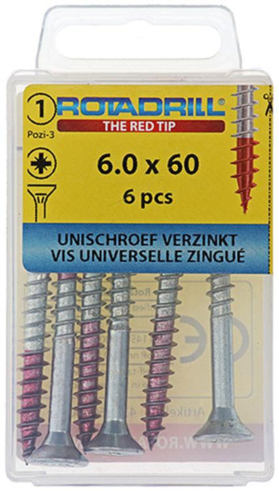 Rotadrill 1039787 - Universalschraube VK PZD VZ 6,0x60mm (6) | 6 Stück
