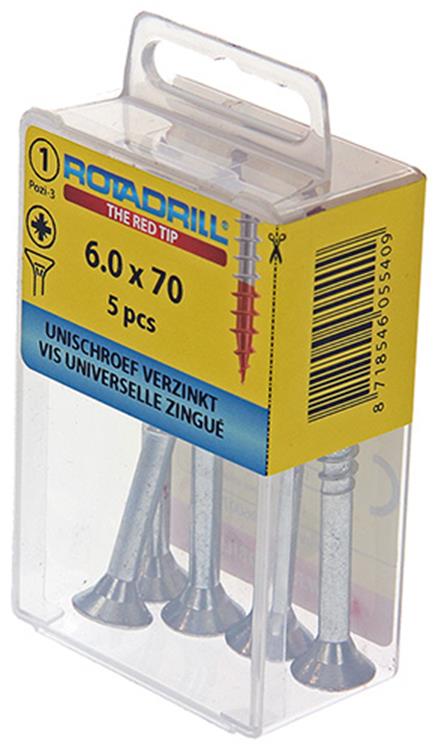 Rotadrill 1039788 - Universalschraube VK PZD VZ 6,0x70mm (5) | 6 Stück
