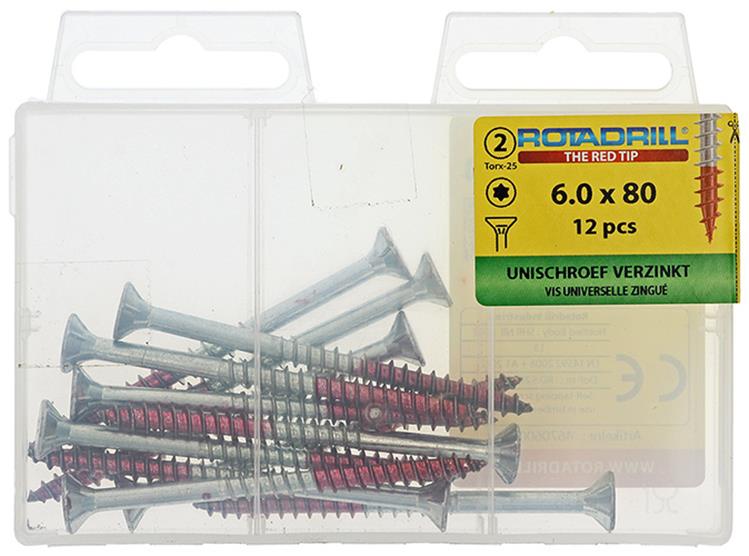 Rotadrill 1039955 - Universalschraube vktx vz 6,0x80mm (12) | 6 Stück