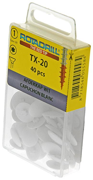 Rotadrill Rotadrill-Abdeckkappe weiß pk Torx TX20 ​​| 40 Stück - 429.000.620