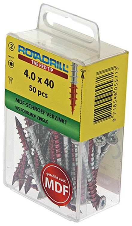 Rotadrill 1039912 - MDF-Schraube 75°-vk tx vz 4,0x40mm (50) | 6 Stück