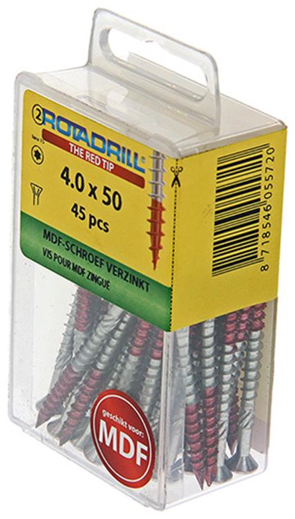 Rotadrill 1039913 - MDF-Schraube 75°-vk tx vz 4,0x50mm (45) | 6 Stück