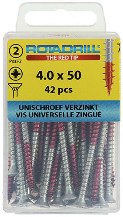 Rotadrill 1039802 - Universalschraube VK PZD VZ 4,0x50mm (42) | 6 Stück