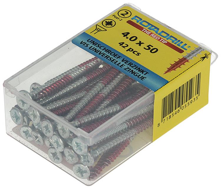 Rotadrill 1039802 - Universalschraube VK PZD VZ 4,0x50mm (42) | 6 Stück