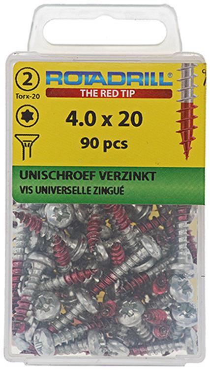 Rotadrill 1039933 - Universalschraube vktx vz 4,0x20mm (90) | 6 Stück