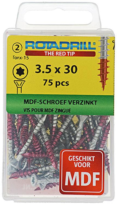 Rotadrill 1039909 - MDF-Schraube 75°-vk tx vz 3,5x30mm (75) | 6 Stück