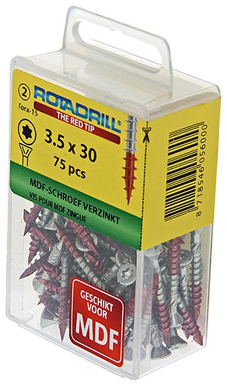 Rotadrill 1039909 - MDF-Schraube 75°-vk tx vz 3,5x30mm (75) | 6 Stück