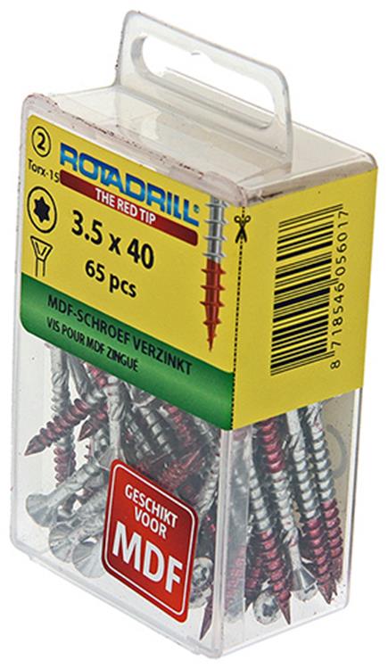 Rotadrill 1039910 - MDF-Schraube 75°-vk tx vz 3,5x40mm (65) | 6 Stück