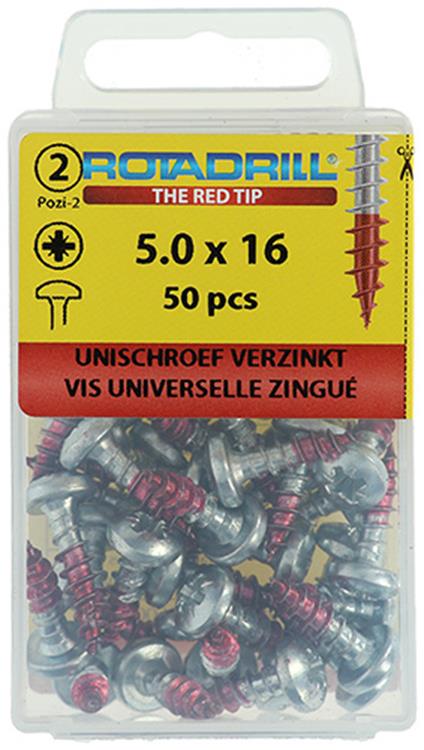 Rotadrill 1039831 - Universalschraube ck pzd vz 5,0x16mm (50) | 6 Stück