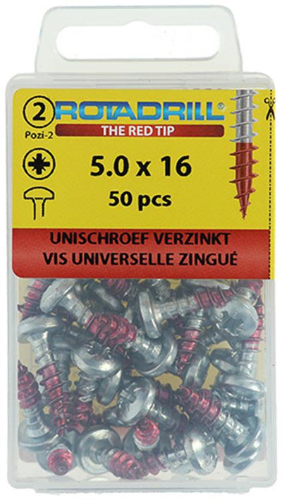 Rotadrill 1039831 - Universalschraube ck pzd vz 5,0x16mm (50) | 6 Stück