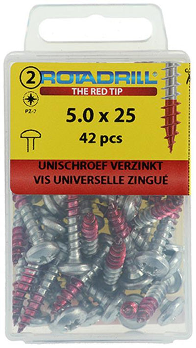 Rotadrill 1039833 - Universalschraube ck pzd vz 5,0x25mm (42) | 6 Stück