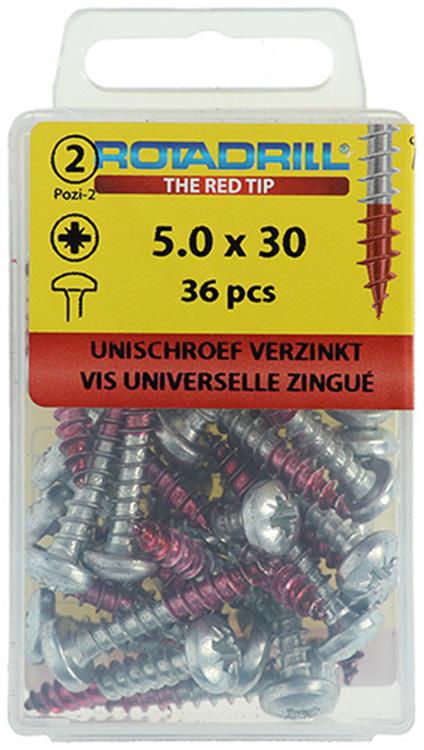 Rotadrill 1039834 - Universalschraube ck pzd vz 5,0x30mm (36) | 6 Stück