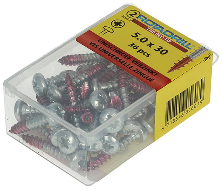 Rotadrill 1039834 - Universalschraube ck pzd vz 5,0x30mm (36) | 6 Stück