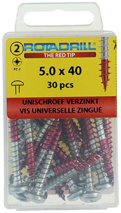 Rotadrill 1039835 - Universalschraube ck pzd vz 5,0x40mm (30) | 6 Stück