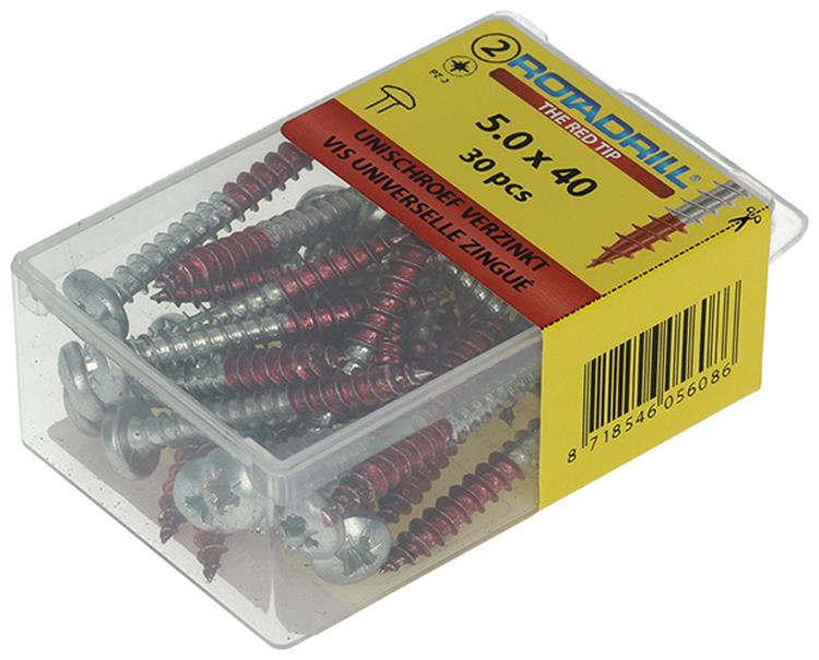 Rotadrill 1039835 - Universalschraube ck pzd vz 5,0x40mm (30) | 6 Stück
