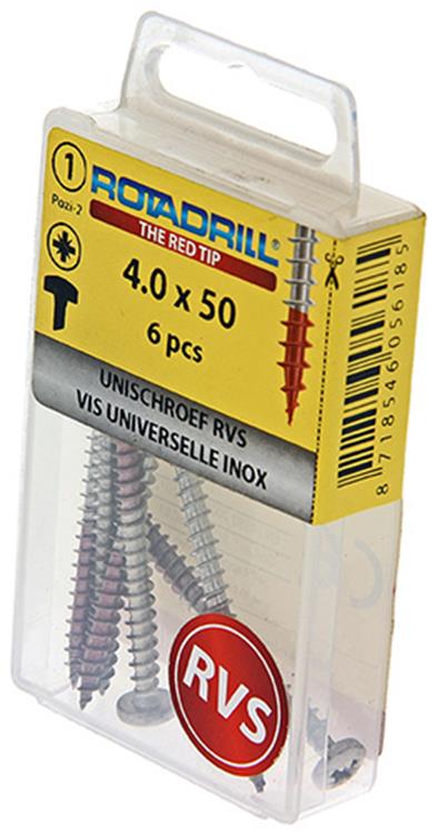 Rotadrill 1039895 – Universalschraube ck pzd Edelstahl 4,0 x 50 mm (6) | 6 Stück