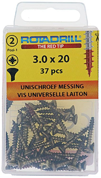 Rotadrill 1039879 - Universalschraube Messing LK PZD 3,0x20mm (37) | 6 Stück