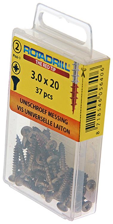 Rotadrill 1039879 - Universalschraube Messing LK PZD 3,0x20mm (37) | 6 Stück
