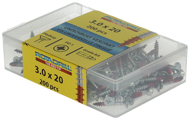 Rotadrill 1039961 - Universalschraube vkpzd vz 3,0x20mm (200) | 4 Stück
