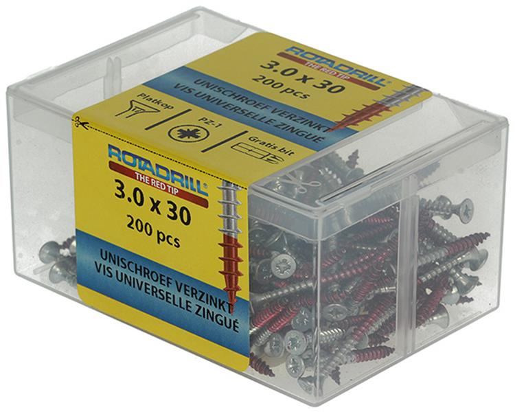 Rotadrill 1039963 - Universalschraube vkpzd vz 3,0x30mm (200) | 4 Stück