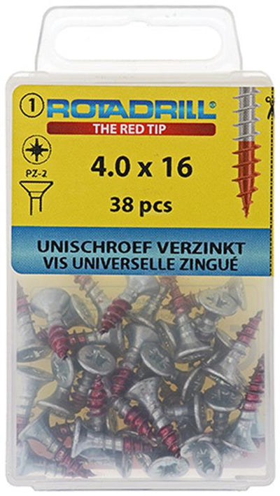 Rotadrill 1039774 - Universalschraube VK PZD VZ 4,0x16mm (38) | 6 Stück