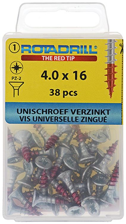 Rotadrill 1039774 - Universalschraube VK PZD VZ 4,0x16mm (38) | 6 Stück