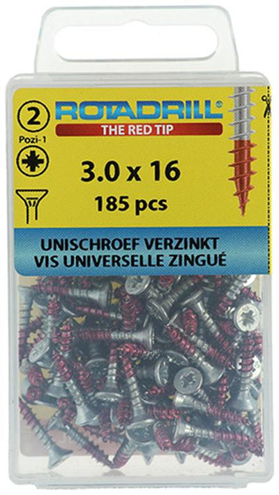 Rotadrill 1039791 - Universalschraube VK PZD VZ 3,0x16mm (185) | 6 Stück