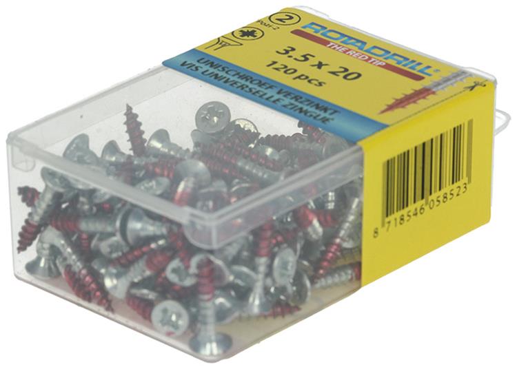 Rotadrill 1039794 - Universalschraube VK PZD VZ 3,5x20mm (120) | 6 Stück